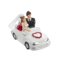 Overig Taarttopper Bruidspaar in Auto Polystone 10x5,5cm* Bruidsparen