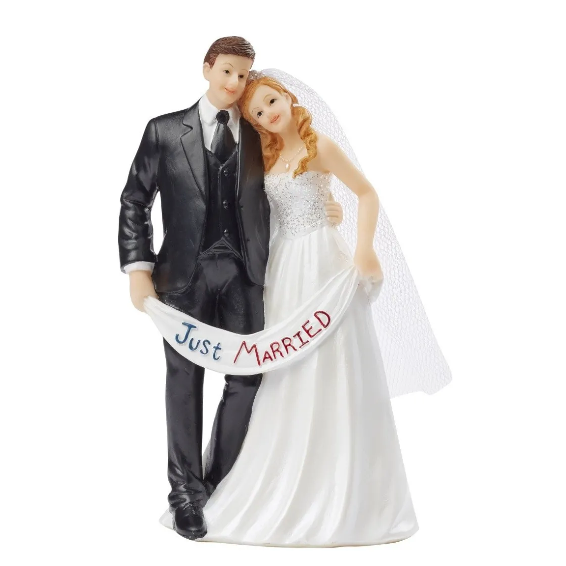 Overig Taarttopper Bruidspaar Just Married Polystone 13,5cm* Bruidsparen