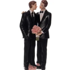 Taarttopper Bruidspaar Mannen Polystone 15cm* Bruidsparen