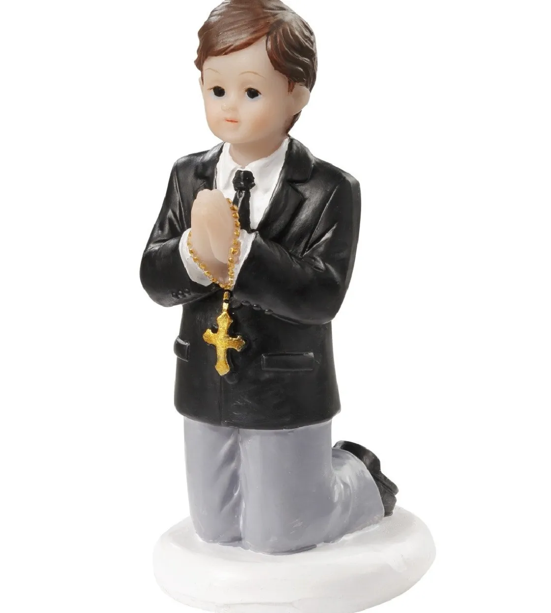 Overig Taarttopper Communie Jongen met Kruis Polystone 7cm* Taartsets En Toppers