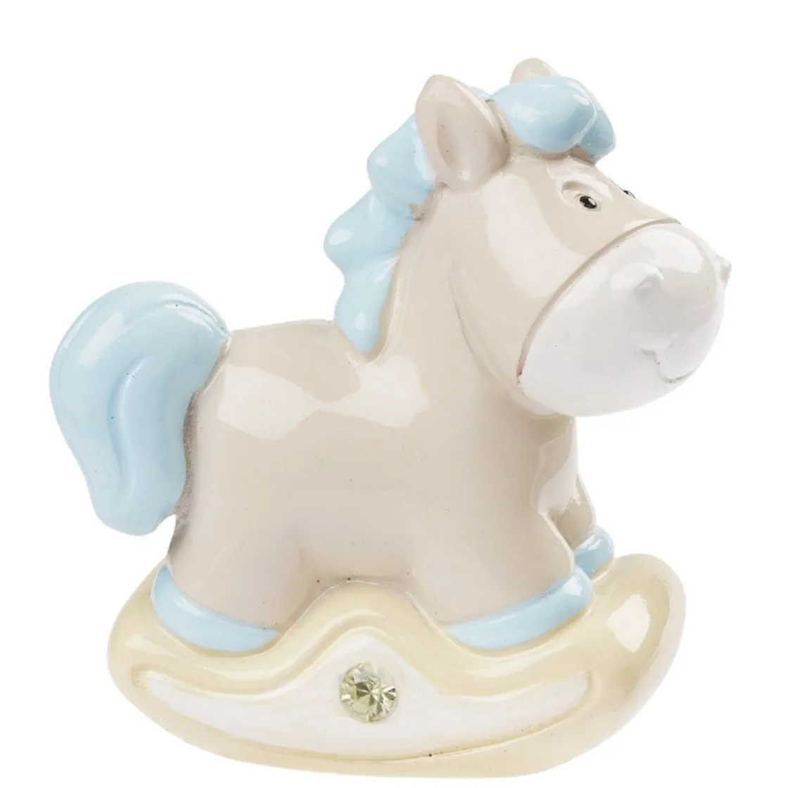 Overig Taarttopper Hobbelpaard Blauw Polystone 4,5cm* Geboortefiguren