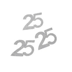 Overig Taarttopper Jubileum #25 Zilver Kunstof 6cm 10st* Bruidsparen