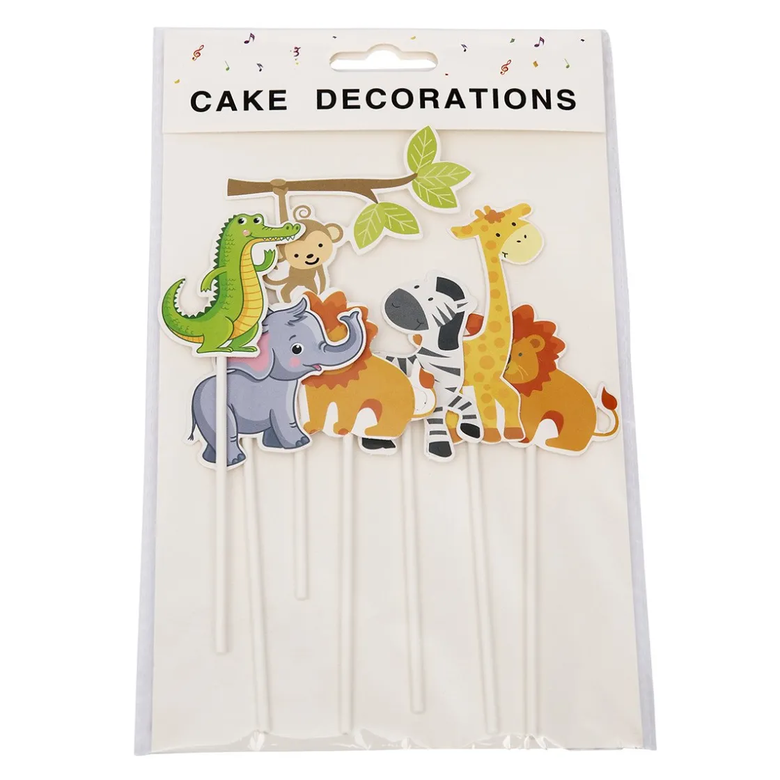 Overig Taarttopper Jungle Dieren 7st.* Prikkers En Ringen