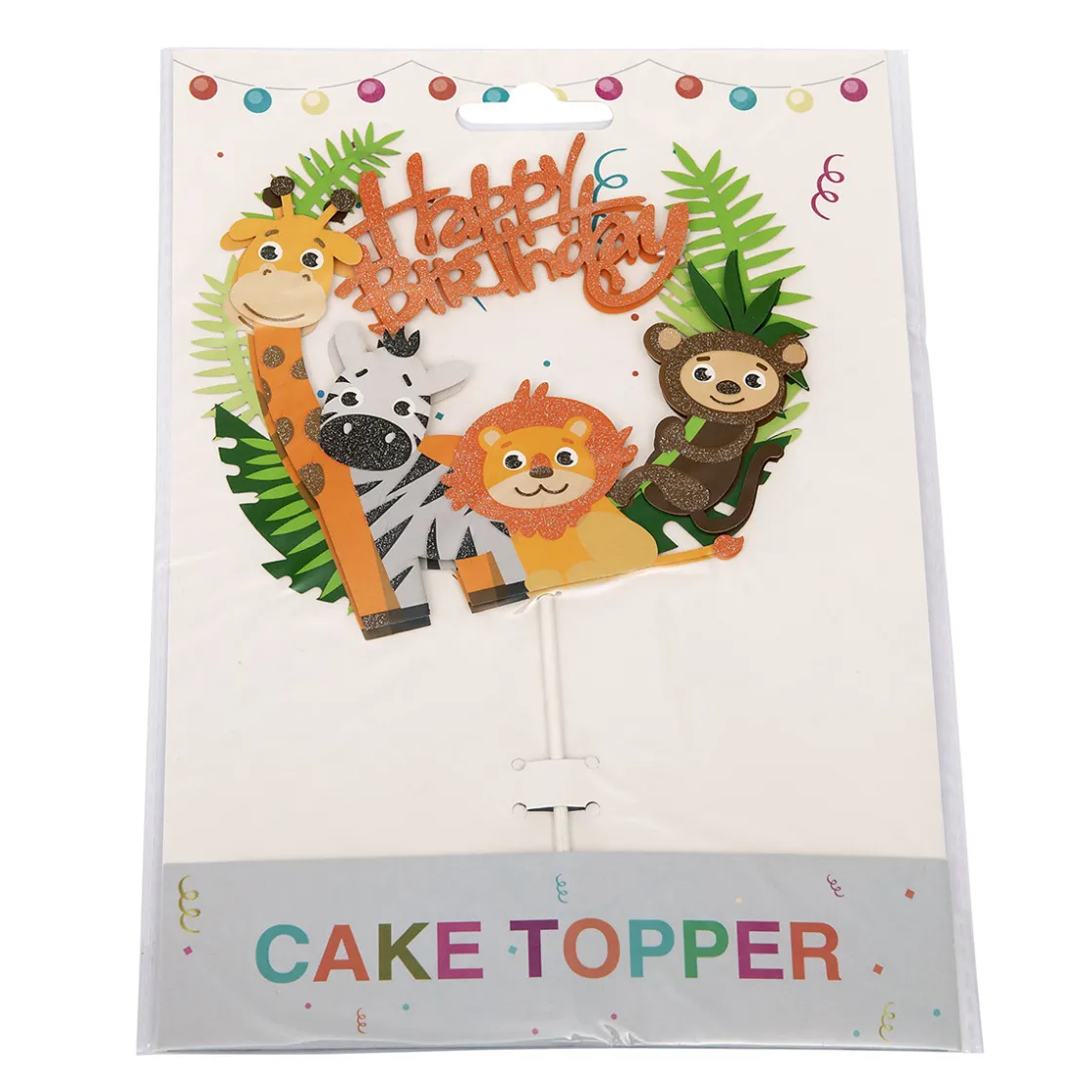Overig Taarttopper Jungle Dieren Happy Birthday* Prikkers En Ringen