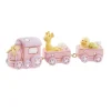 Overig Taarttopper Treintje Roze Polystone 9x2,5cm* Geboortefiguren