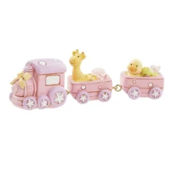 Overig Taarttopper Treintje Roze Polystone 9x2,5cm* Geboortefiguren