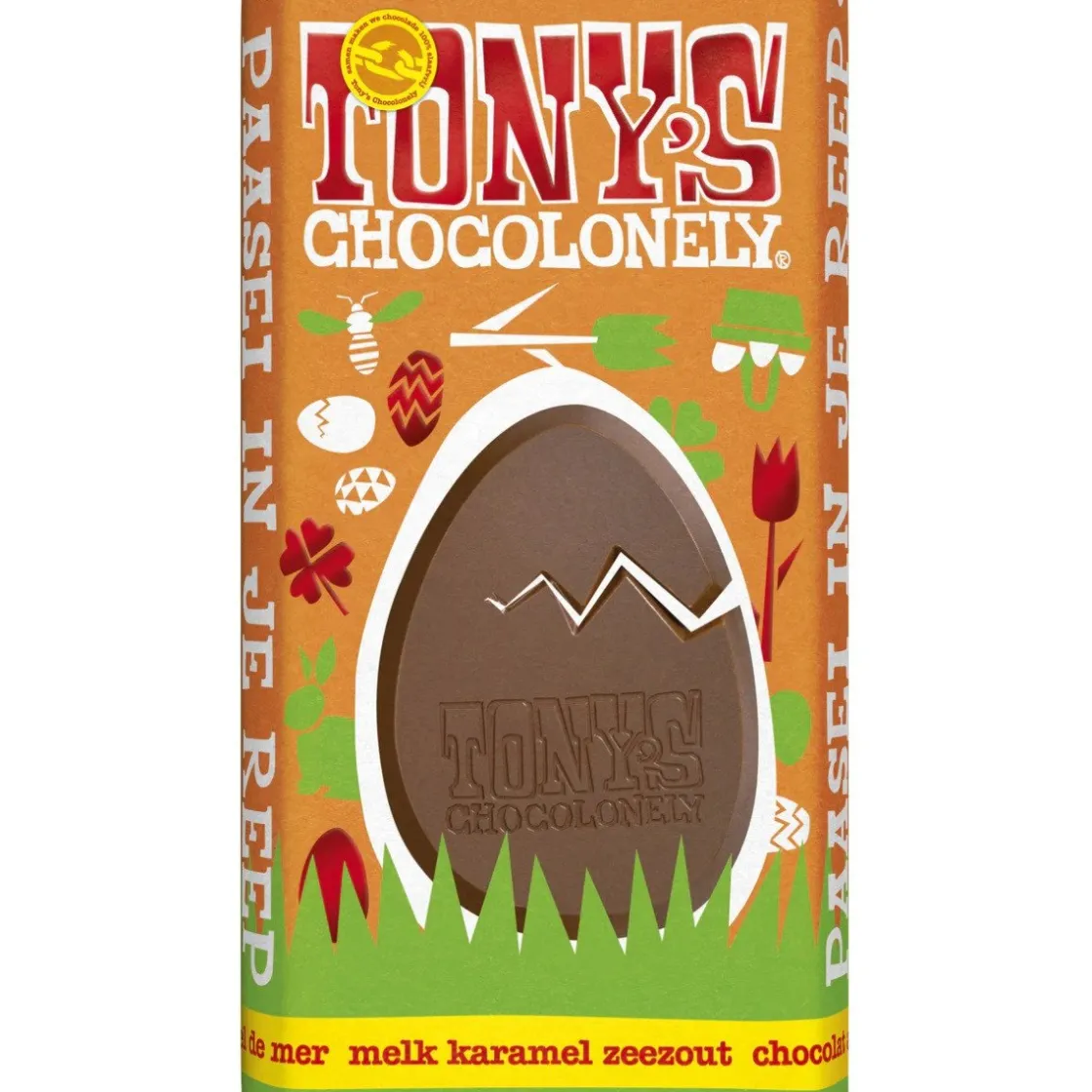 Overig Tony's Chocolonely Paasreep Melk / Karamel / Zeezout 180g* Snoepgoed|Chocolade Decoraties