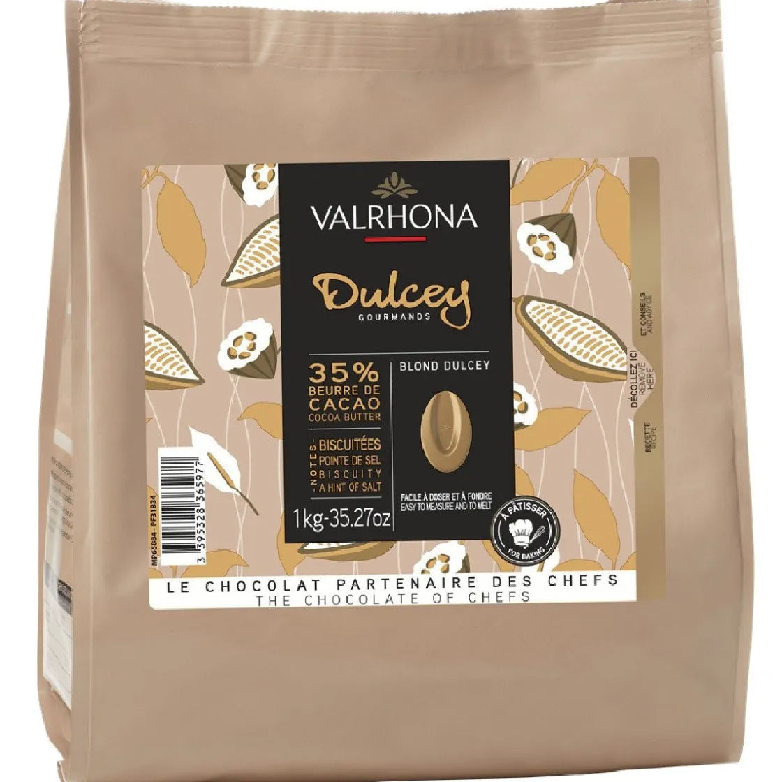 Valrhona Chocolade Druppels Blond Dulcey (35%) 1kg* Chocolade|Chocolade Druppels