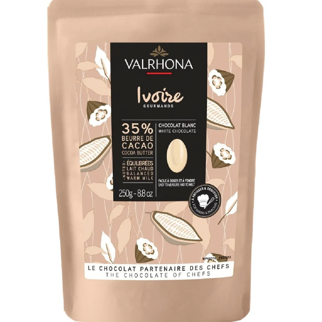 Valrhona Chocolade Druppels Wit Ivoire (35%) 250g* Chocolade|Chocolade Druppels