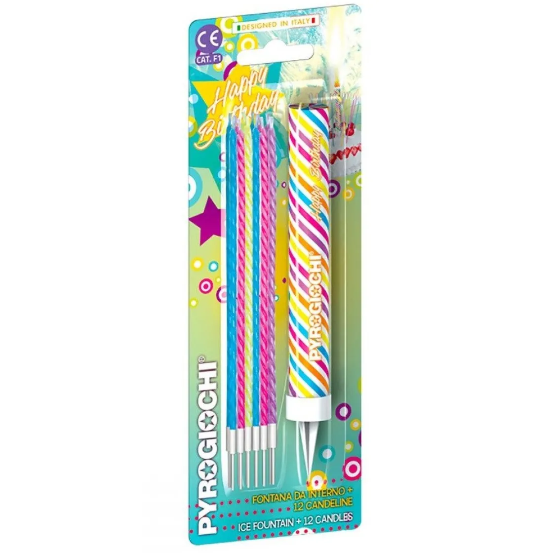 Overig Vuurwerk Feestfontein Happy Birthday + 12 Kaarsen*** Ijsprikkers|Kaarsjes En Vuurwerk