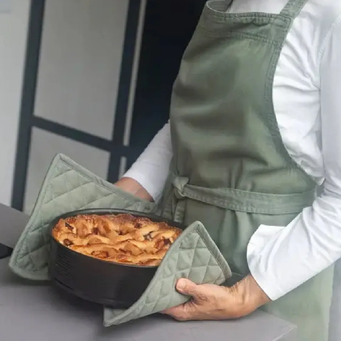 Walra Pannenlap Legergroen Set/2* Ovenwanten En Handschoenen