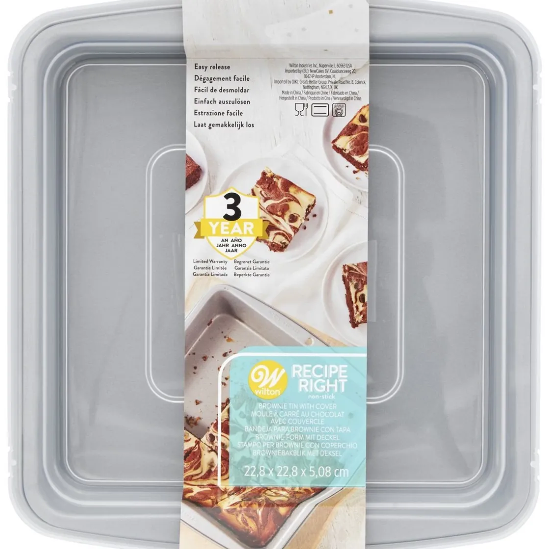 Wilton Brownie Bakvorm met Deksel 22,5x22,5cm* Vierkante Bakvormen