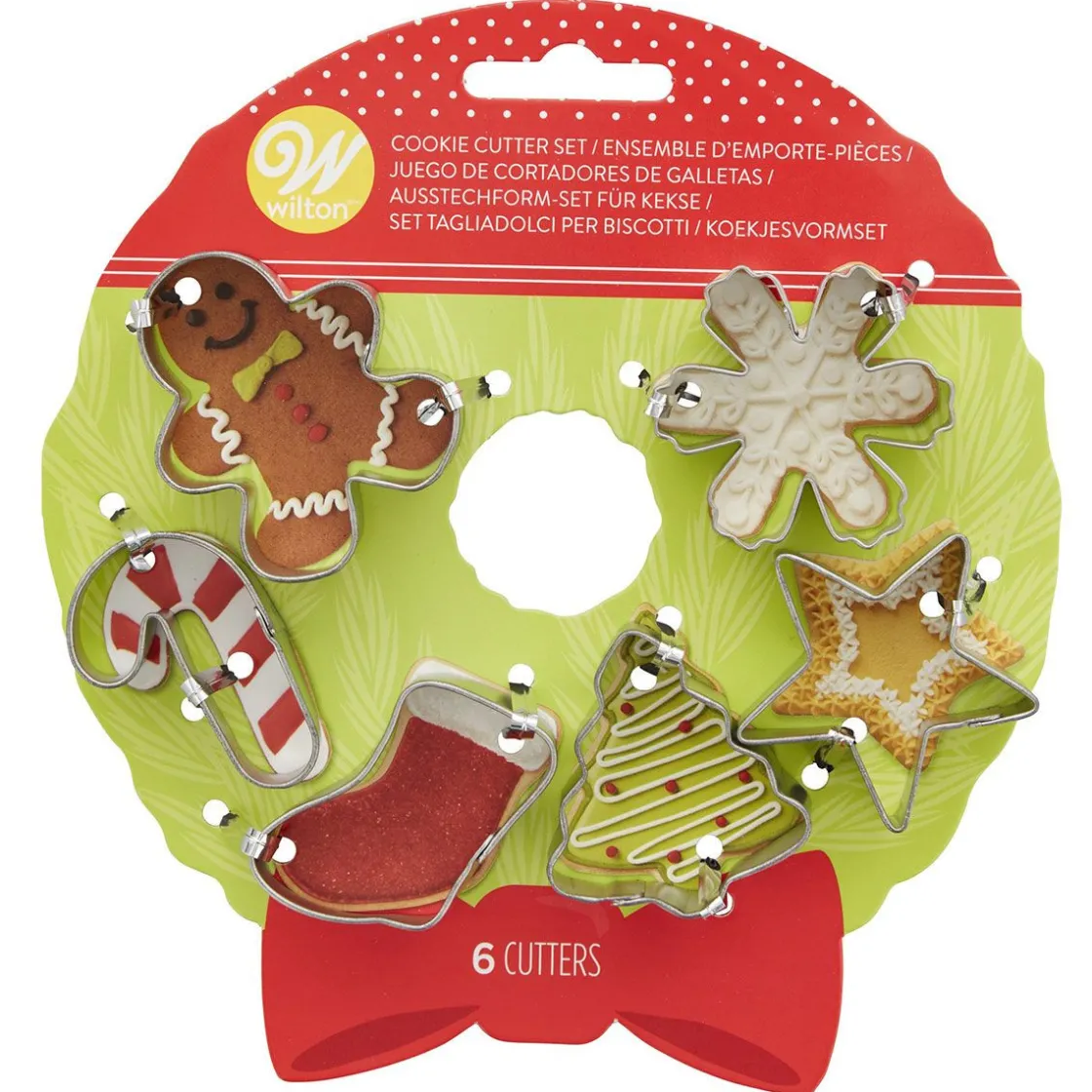 Wilton Mini Koekjesuitsteker Kerstkrans Set/6* Figuur Stekers