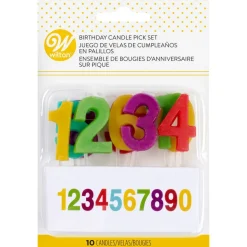 Wilton Taartkaarsjes Nummers Set/10* Kaarsjes En Vuurwerk